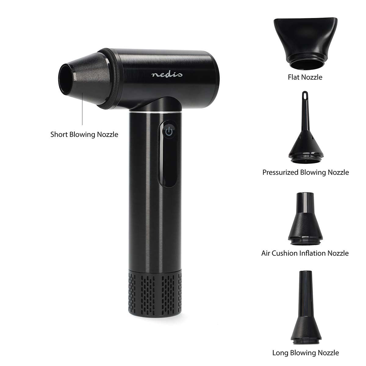 Nedis VCTR100BK | Cordless Turbo Air Blower | 200 W | 130000 rpm | Car / Computers & Keyboards / Hobby & Toys / Home / Outdoor | Blowing force: 180 g | 3-Speed Settings