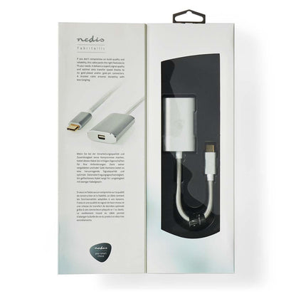 Nedis USB-C™ Adapter | USB 3.2 Gen 1 | USB-C™ Male | Mini DisplayPort Female | Power delivery | 0.20 m | Round | Gold Plated | Braided / Nylon | Silver | Cover Window Box