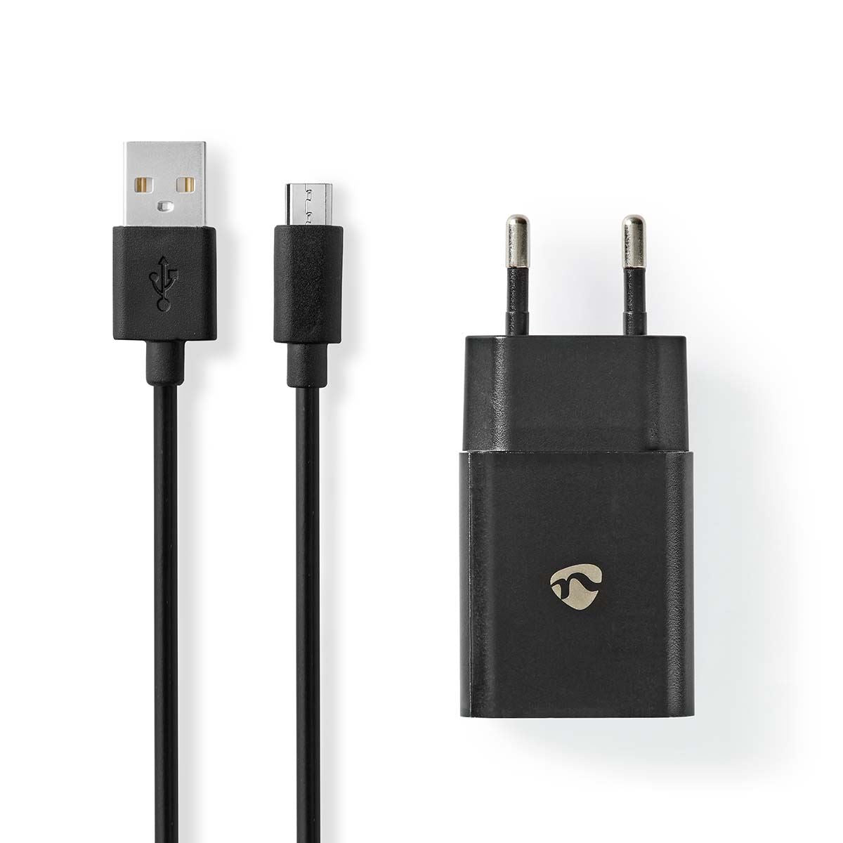 Nedis Wall Charger | 12 W | Quick charge feature | 1x 2.1 A | Number of outputs: 1 | USB-A | Micro USB (Loose) Cable | 1.00 m | Single Voltage Output | Black