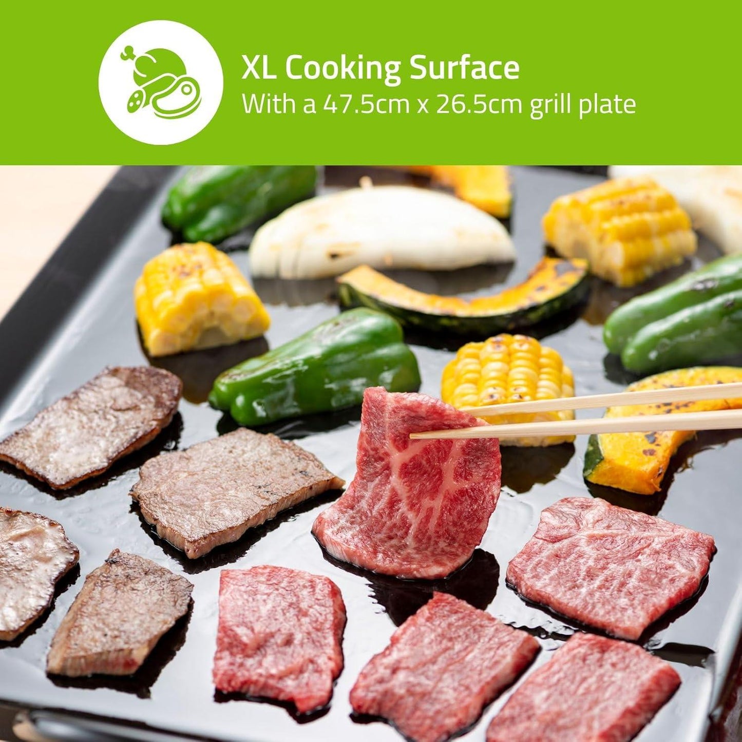 Nedis Teppanyaki Table Grill | Baking surface ( l x w ): 47.5 x 26.5 cm | 5 Heat Settings