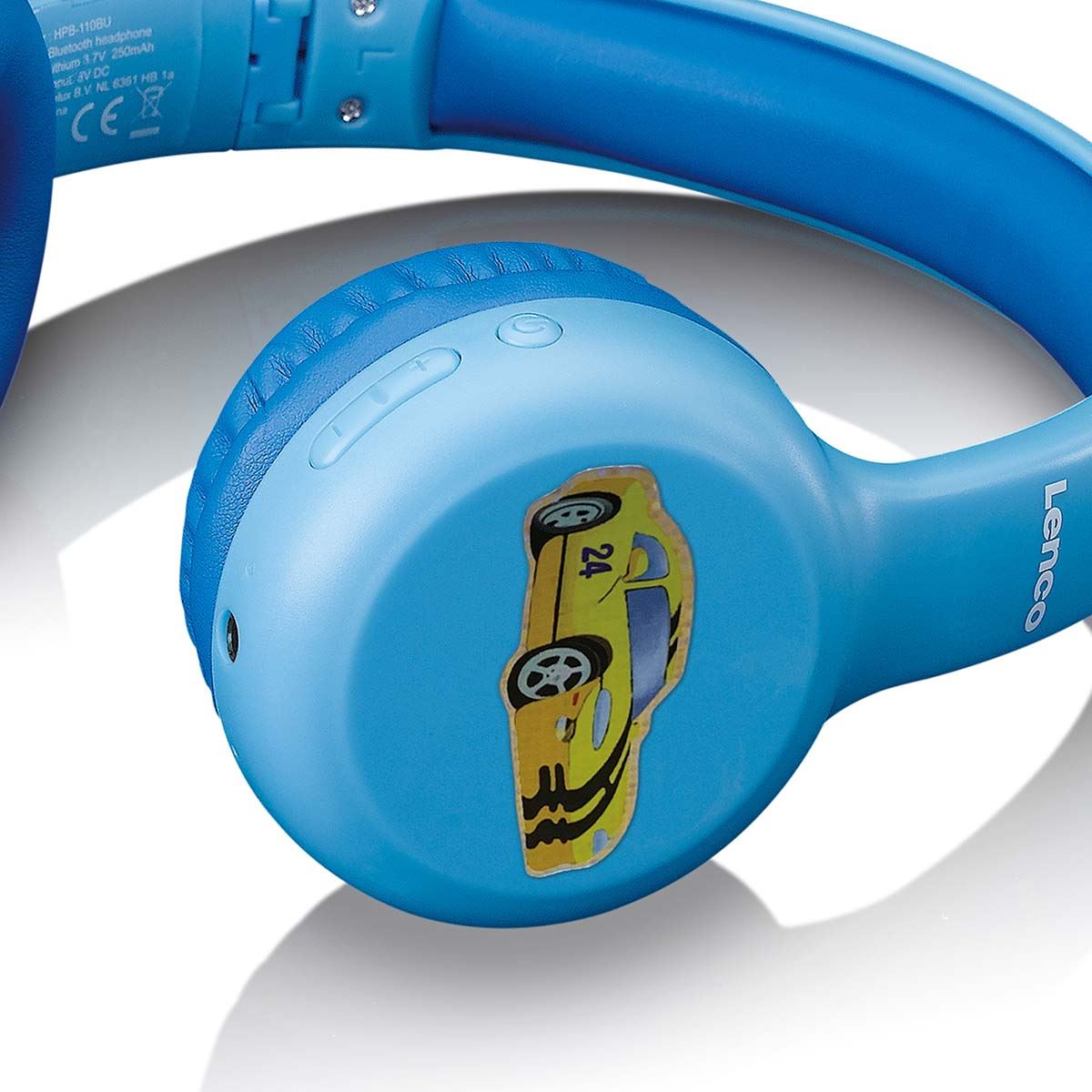 Lenco HPB-110BU | Kids Bluetooth® headphone 85dB  | with stickers | Blue