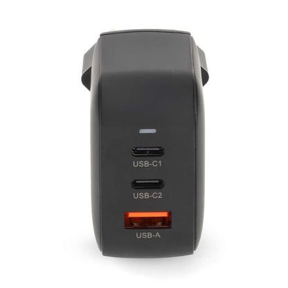 Nedis Wall Charger | 70 W | GaN | PD3.0 | Quick charge feature | 1.5 / 2.25 / 2.5 / 3.0 / 3.5 A | Number of outputs: 3 | USB-A / 2x USB-C™ | Automatic Voltage Selection | Black