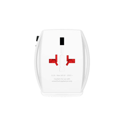 Skross SKR1302976 | Travel Adapter 2-pole world travel adapter with integrated Dual USB Charger (1x USB C & 1 x USB) 65 Watt Power Delivery