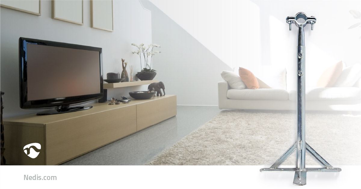 Nedis Satellite Wall Mount | Minimum wall distance: 550 mm | Maximum wall distance: 950 mm | Distance to wall: 0.00 mm | Diameter clamp: 32 - 42 mm | Steel | Silver
