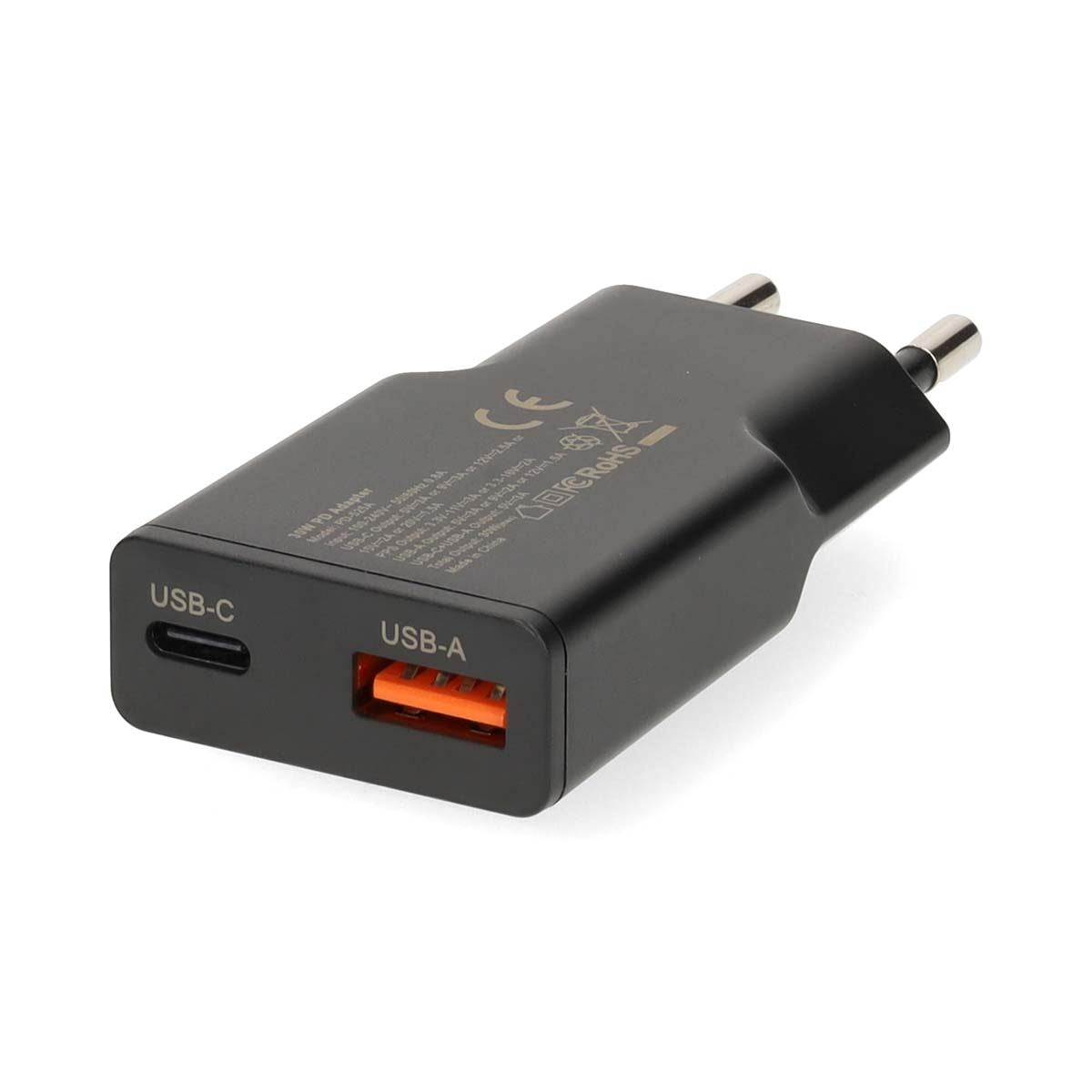 Nedis Wall Charger | 30 W | GaN | PD3.0 30W | Quick charge feature | 1.5 / 2.0 / 2.5 / 3.0 A | Number of outputs: 2 | USB-A / USB-C™ | Automatic Voltage Selection | Black