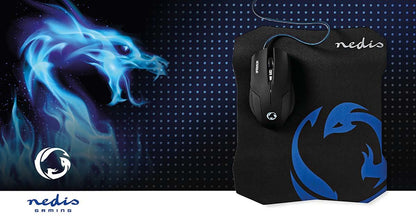 Nedis Gaming Mouse & Mouse Pad Set | Wired | 800 / 1200 / 1600 dpi | Adjustable DPI | Number of buttons: 6 | Right-Handed | 1.50 m | Normal Lighting