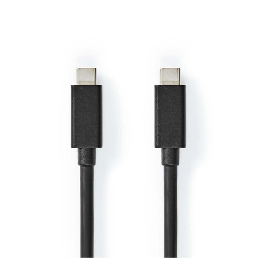 Nedis USB Cable | USB 3.2 Gen 2 | USB-C™ Male | USB-C™ Male | 100 W | 4K@60Hz | 20 Gbps | Nickel Plated | 1.00 m | Round | PVC | Black | Box | 17.081.003