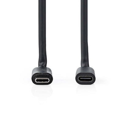 Nedis USB Cable | USB 3.2 Gen 1 | USB-C™ Male | USB-C™ Female | 60 W | 4K@60Hz | 5 Gbps | Nickel Plated | 1.00 m | Round | PVC | Black | Label