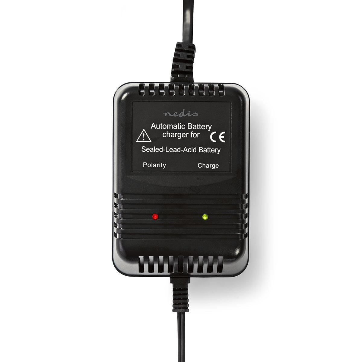 Nedis Lead-Acid Battery Charger | 2.3 / 6.9 / 13.8 V DC | 0.6 A | Trickle charging | Type C (CEE 7/16) | Battery Clamps | Battery type: AGM / Gel / Lead Acid / SLA / VRLA | Black