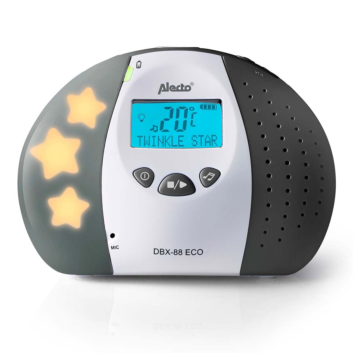 Alecto DBX-88 ECO | Baby Monitor | Full Eco DECT |Digital Display | Wireless Receiver | White/Grey
