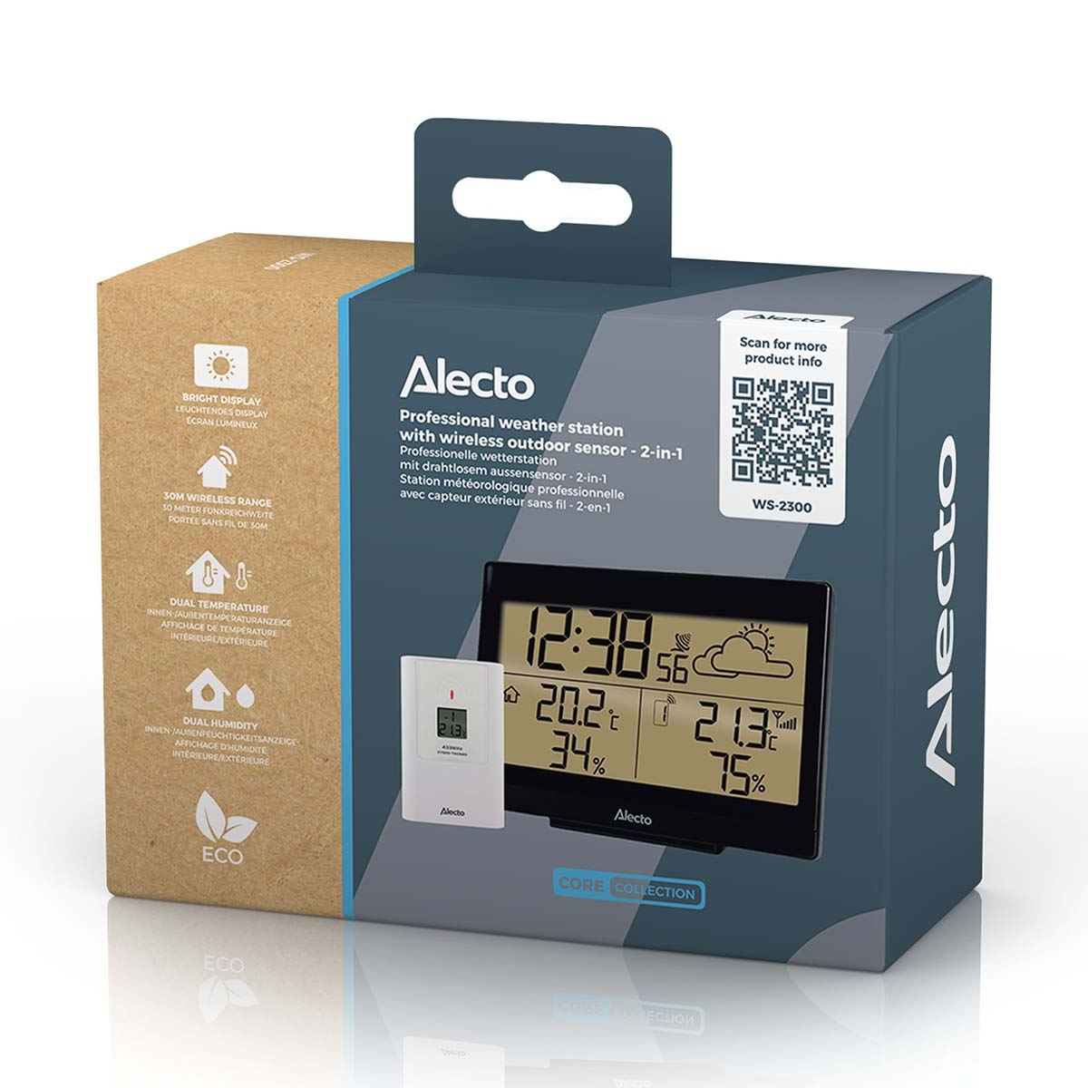 Alecto Weather Station | Indoor and Outdoor Temperature | Outside Wireless sensor | Black