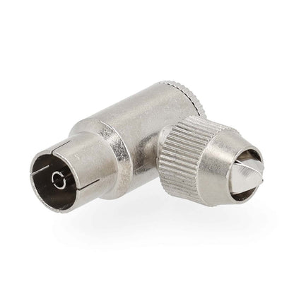 Nedis IEC (Coax) Connector | Angled 90° | Female | Nickel Plated | 75 Ohm | Screw | Cable input diameter: 7.0 mm | Metal | Silver | 2 pcs | Gift Box with Euro Lock
