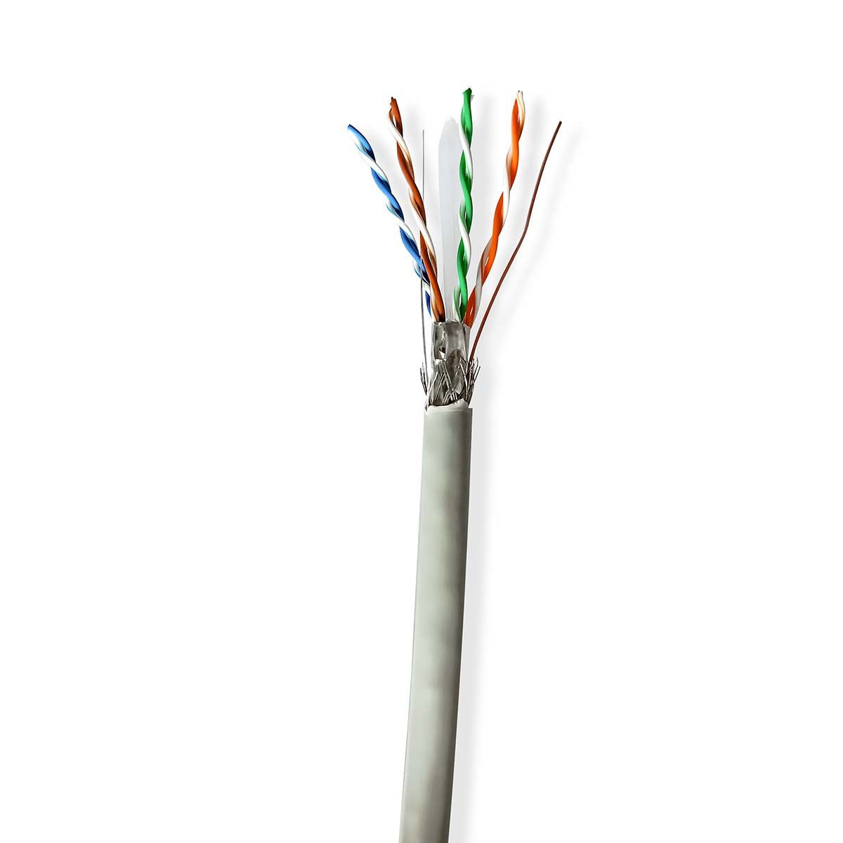 Nedis CCBG8524GY305S | Network Cable Roll | CAT6 | Solid | S/FTP | CCA | 305.0 m | Indoor | Round | PVC | Grey | Pull Box