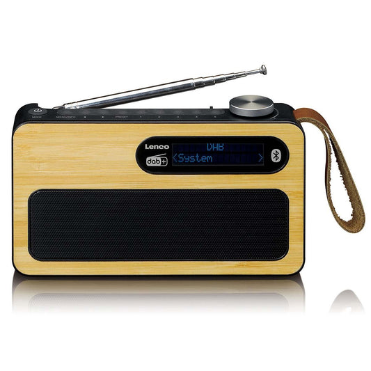 Lenco PDR040BAMBOOBK | Portable DAB+ FM Radio with Bluetooth® Speaker | Bamboo & Black