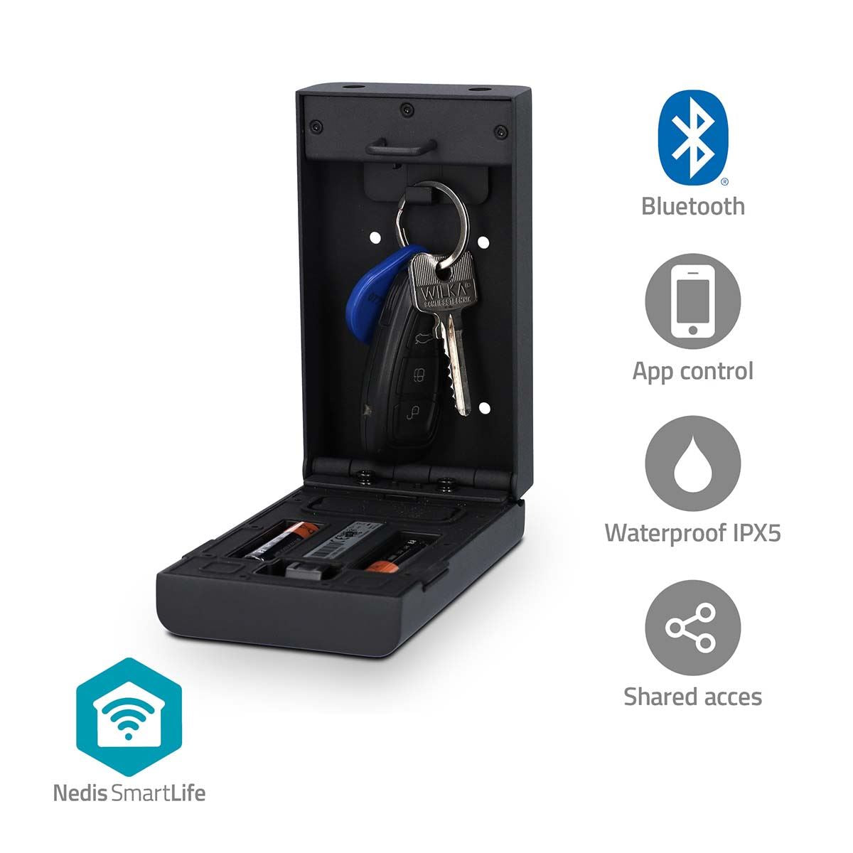 Nedis SmartLife Key Box | Key Safe | Bluetooth® | Outdoor | Key Lock | IPX5 | Black