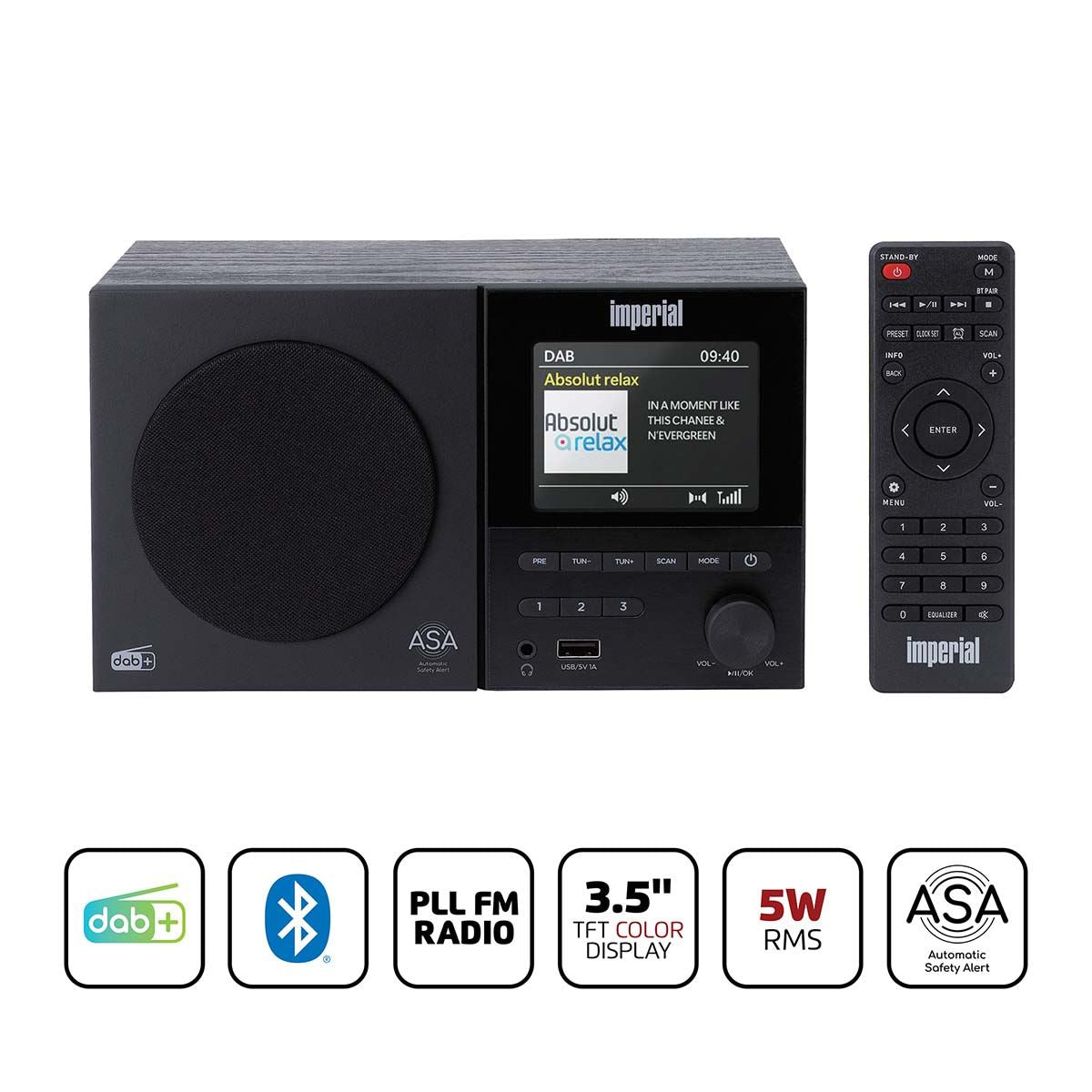 Imperial DABMAN-120BK DAB+, FM radio with Bluetooth, Remote cntrol