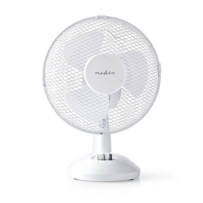 Nedis Table Fan | Mains Powered | Diameter: 230 mm | 22 W | Oscillation | 2-Speed | White