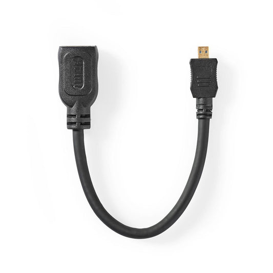 Nedis High Speed HDMI™ Cable with Ethernet | HDMI™ Micro Connector | HDMI™ Output | 4K@30Hz | 10.2 Gbps | 0.20 m | Round | ABS / PVC | Black | Tag