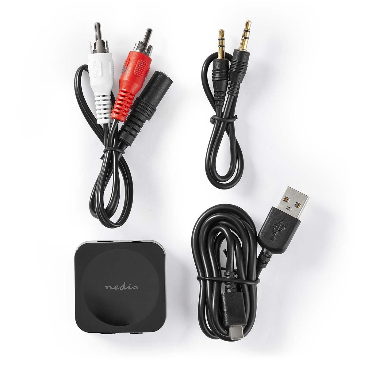 Nedis Bluetooth® Transmitter Receiver | Connection input: 1x AUX | Connection output: 1x AUX | SBC | Up to 1 Device | Maximum battery play time: 6 hrs | Black