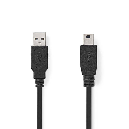 Nedis USB Cable | USB 2.0 | USB-A Male | USB Mini-B 5 pin Male | 480 Mbps | Nickel Plated | 2.00 m | Round | PVC | Black | Label
