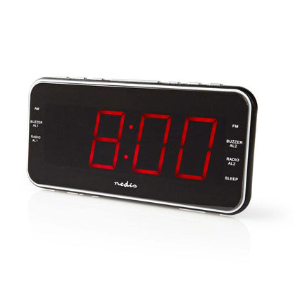 Nedis Digital Alarm Clock Radio | LED Display | 1x 3.5 mm Audio Input | Time projection | AM / FM | Snooze function | Sleep timer | Number of alarms: 2 | Black