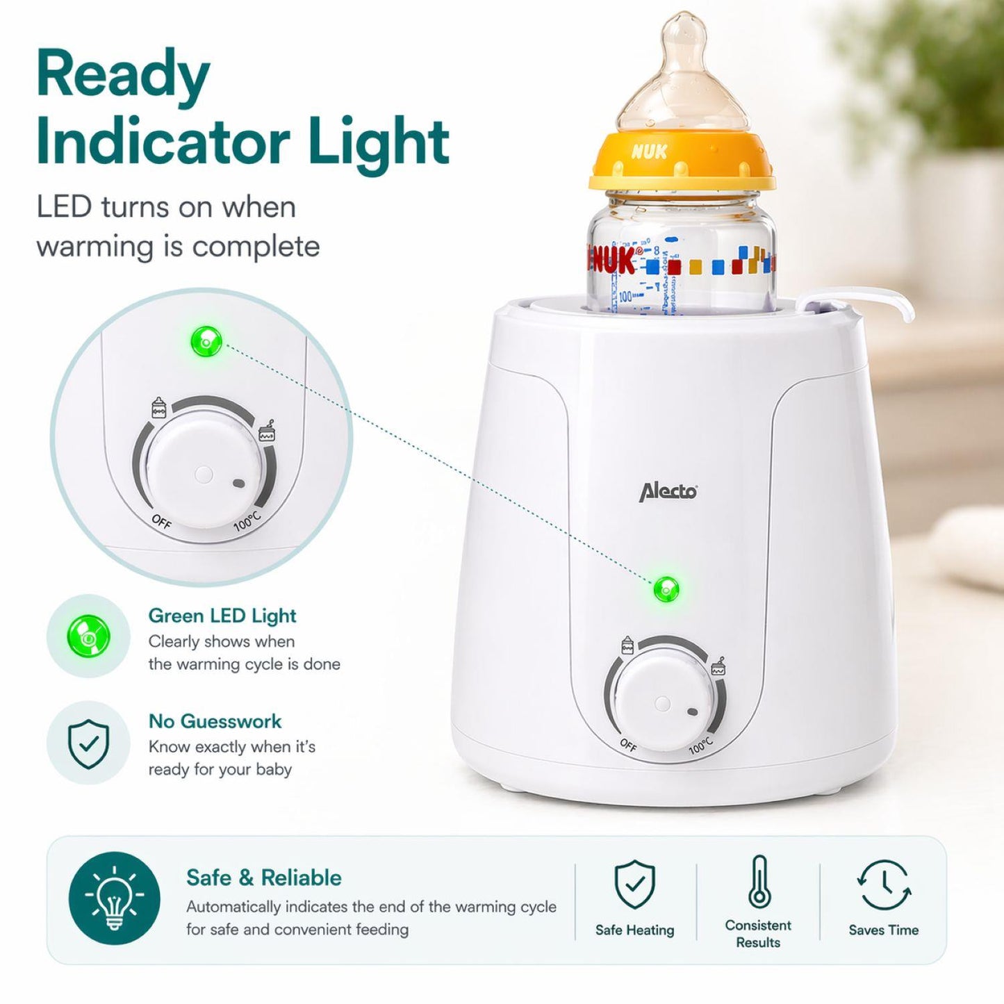Alecto Baby Bottle Warmer | White