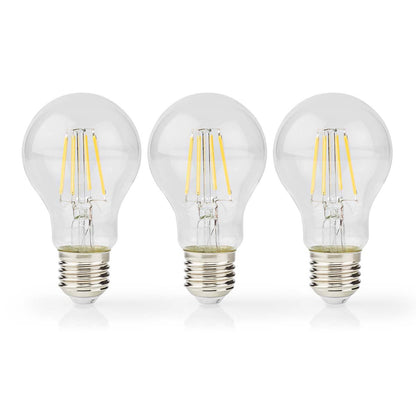 Nedis LED Filament Bulb E27 | A60 | 4 W | 470 lm | 2700 K | Warm White | Retro Style | 3 pcs