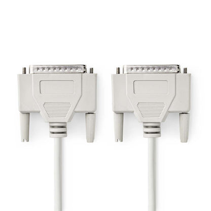 Nedis Serial Cable | D-SUB 25-Pin Male | D-SUB 25-Pin Male | Nickel Plated | 3.00 m | Round | PVC | Ivory | Polybag