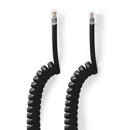 Nedis Telecom Cable | RJ10 Male | RJ10 Male | 5.00 m | Cable design: Coiled | Cable type: RJ10 | Black | Envelope