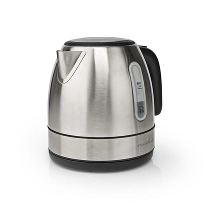 Nedis Electric Kettle | 1.0 l | Stainless Steel | Aluminium | Rotatable 360 degrees | Concealed heating element | Strix® controller | Boil-dry protection