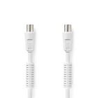 Nedis Coax Cable | IEC (Coax) Male | IEC (Coax) Female | Nickel Plated | 120 dB | 75 Ohm | Quad Shielded | 3.00 m | Round | PVC | White | Label