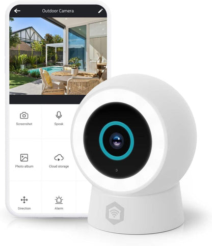 Nedis SmartLife Outdoor Camera | Wi-Fi | Spotlight | 3MP Full HD 1296p | IP65 | Cloud Storage (optional) / microSD (not included) / Onvif | 5 V DC | With motion sensor | Night vision | White