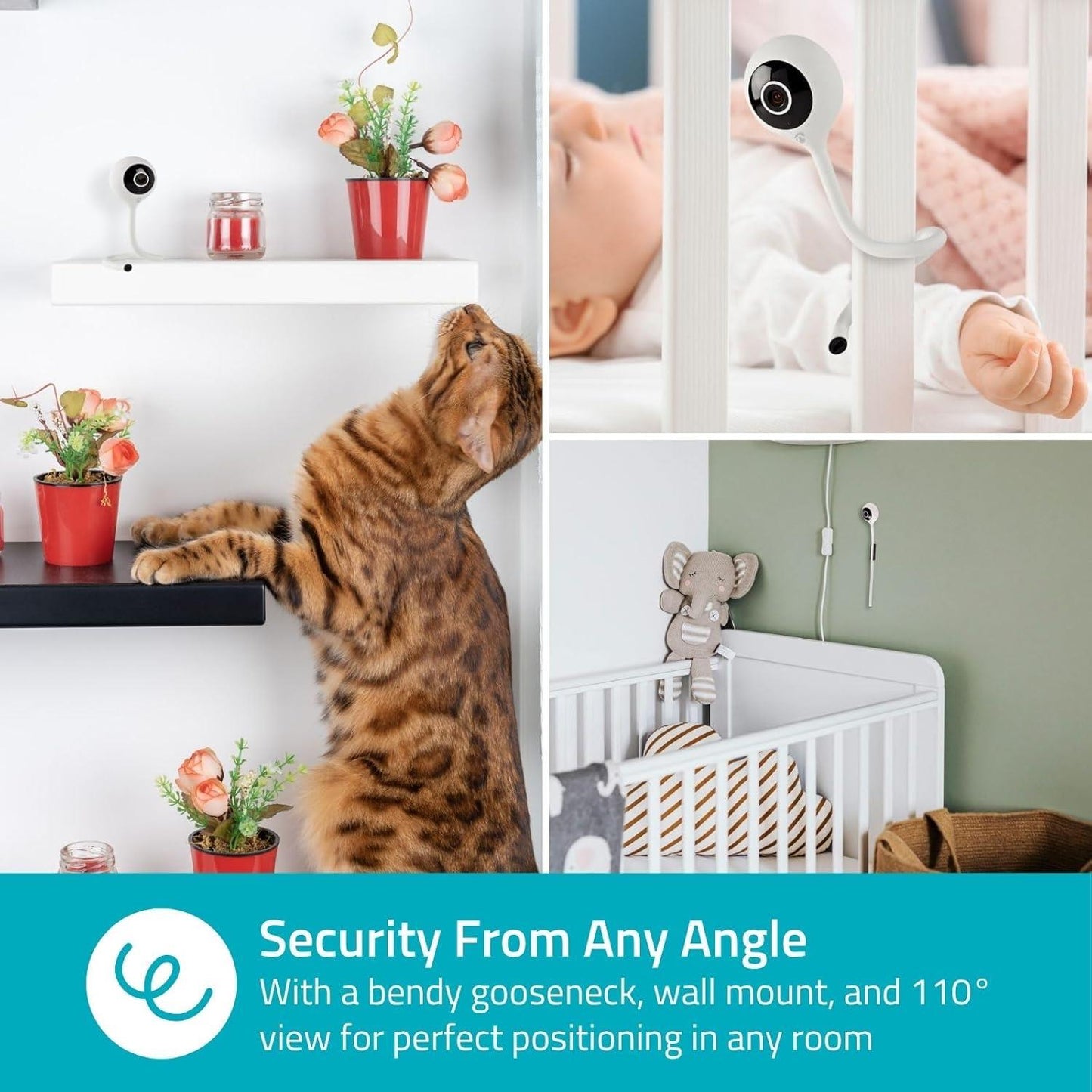 Nedis SmartLife Indoor Camera | Wi-Fi | Full HD 1080p | Cloud Storage (optional) / microSD (not included) | With motion sensor | Night vision | White