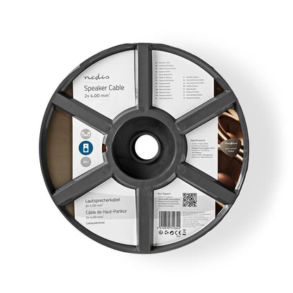 Nedis Speaker Cable | 2 x 4.00 mm² | Copper | 25.0 m | Round | PVC | Transparent | Reel