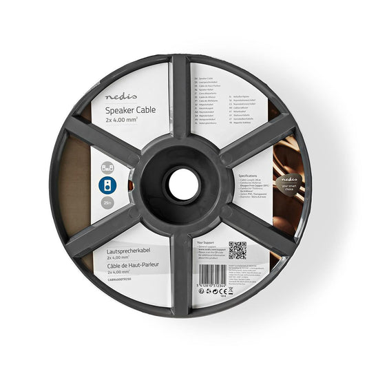 Nedis Speaker Cable | 2 x 4.00 mm² | Copper | 25.0 m | Round | PVC | Transparent | Reel