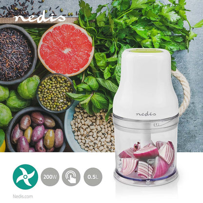 Nedis Food Chopper | 200 W | 0.5 l | Plastic | 1-Speed Setting | White
