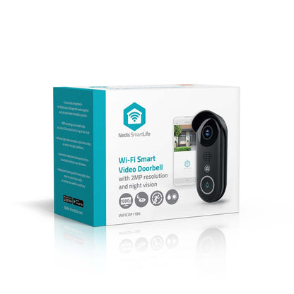 Nedis SmartLife Video Doorbell | Wi-Fi | Transformer | Full HD 1080p | Cloud Storage (optional) / microSD (not included) / Onvif | IP54 | With motion sensor | Night vision | Black