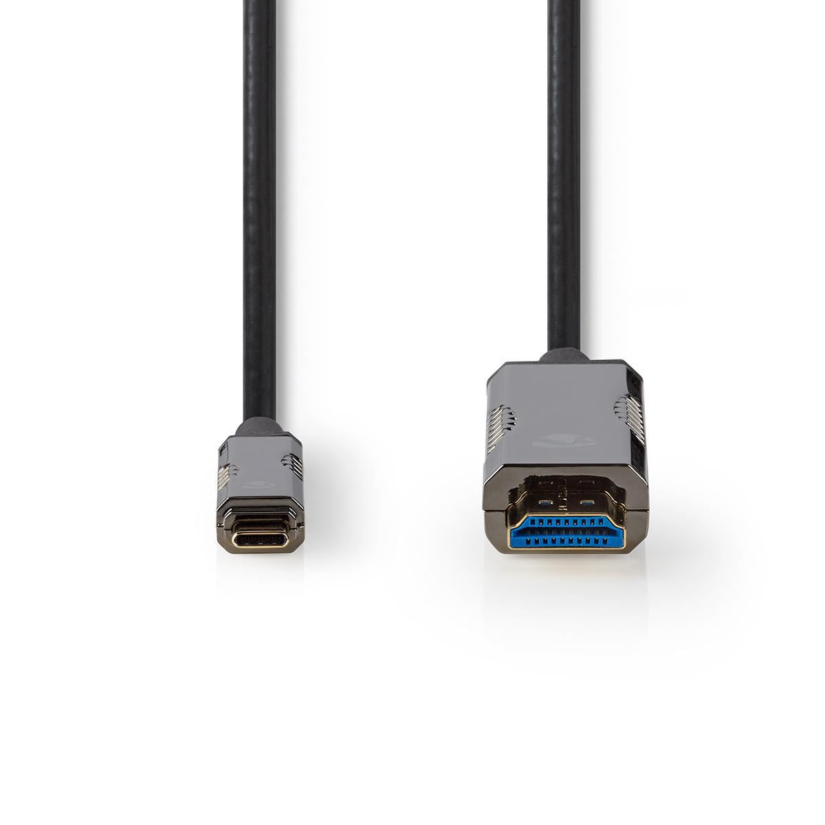Nedis Active Optical USB Cable | USB-C™ Male | HDMI™ Connector | 18 Gbps | 10.0 m | Round | PVC | Black | Gift Box