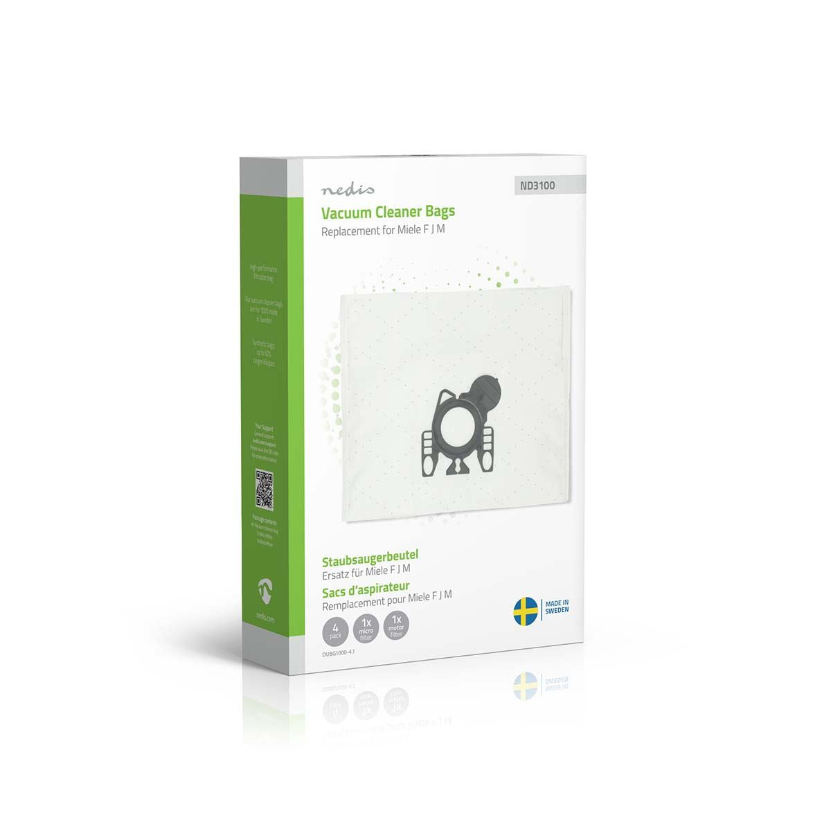 Nedis Vacuum Cleaner Bag | 4 pcs | Synthetic | Most sold for: Miele FJM | White