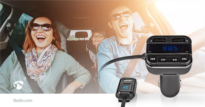Nedis Car FM Transmitter | Fixed | Hands free calling | 0.8 " | LED Screen | Bluetooth® | 5.0 V DC / 1.0 A / 5.0 V DC / 2.4 A | Google Assistant / Siri | Black / Grey