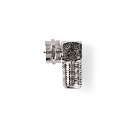 Nedis Satellite & Antenna Adapter | F Male | F Female | Nickel Plated | 75 Ohm | Angled 90° | Metal | Silver | 10 pcs | Envelope