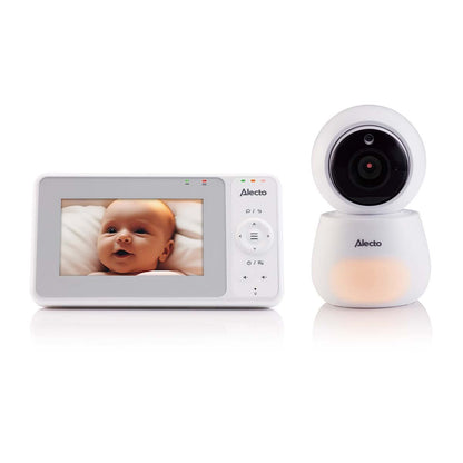 Alecto DVM2043 | Baby Monitor with Camera 4.3-inch Display - Night vision, Night Light, Temperature Display, 16 hours Standby Time | White / Grey