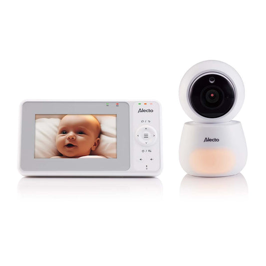 Alecto DVM2043 | Baby Monitor with Camera 4.3-inch Display - Night vision, Night Light, Temperature Display, 16 hours Standby Time | White / Grey