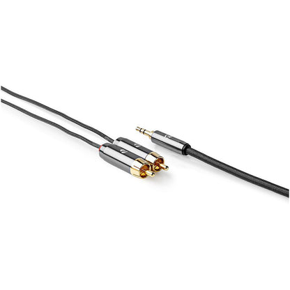 Nedis Stereo Audio Cable | 3.5 mm Male | 2x RCA Male | Gold Plated | 1.00 m | Round | Grey / Gun Metal Grey | Cover Window Box