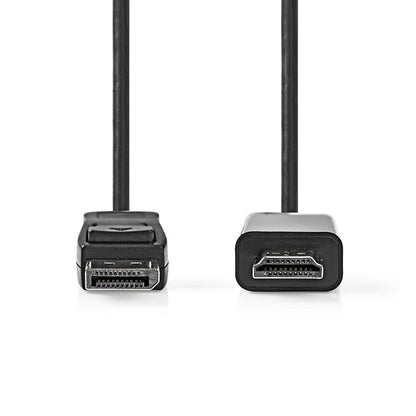 Nedis DisplayPort Cable | DisplayPort Male | HDMI™ Connector | 1080p | Nickel Plated | 3.00 m | Round | PVC | Black | 12.349.528