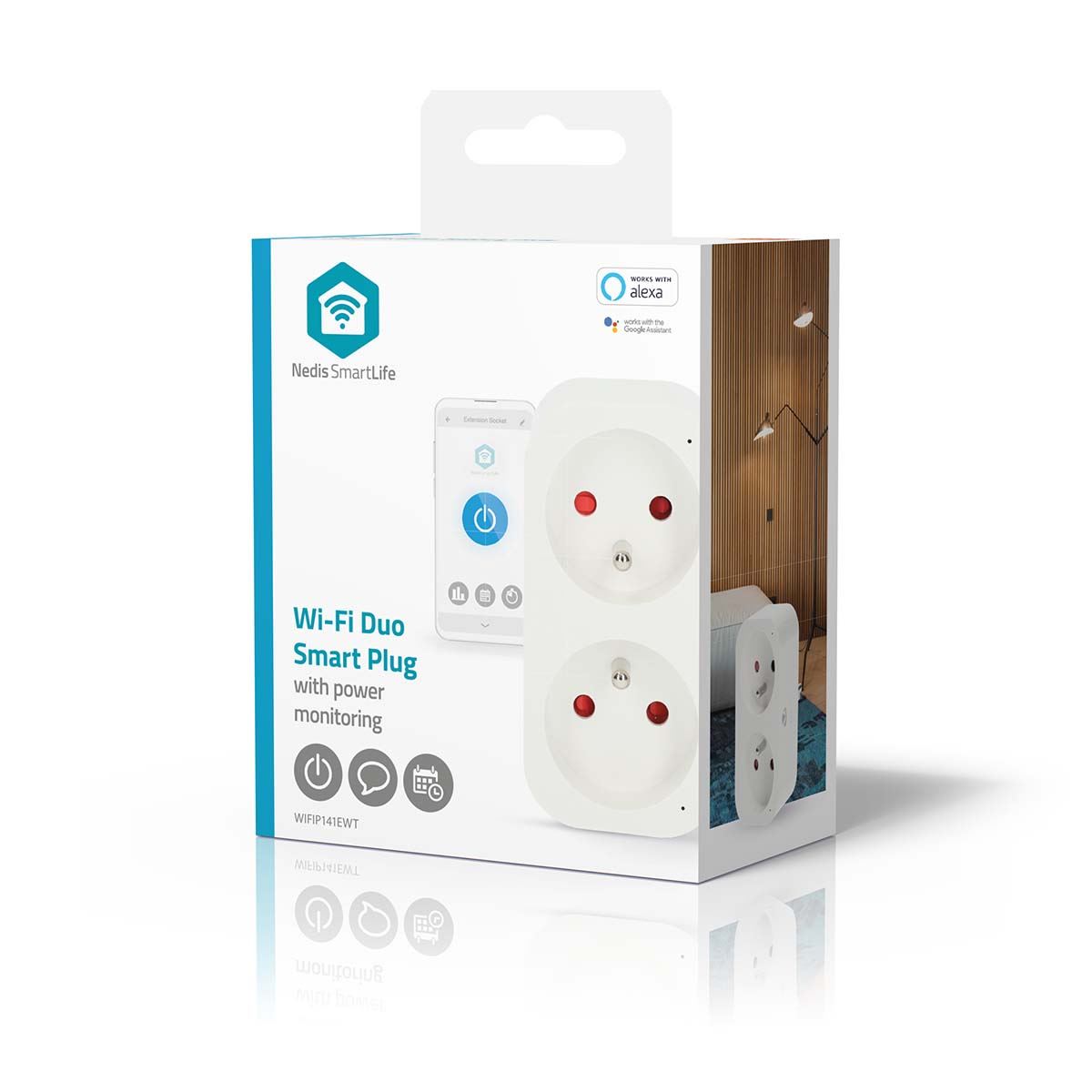 Nedis SmartLife Smart Plug | Wi-Fi | IP21 | Power meter | 3680 W | Type E (CEE 7/6) | 0 - 55 °C | Android™ / IOS | 2-Way | White | 1 pcs