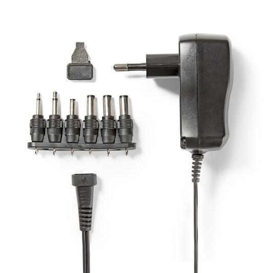 Nedis Universal EU AC Power Adapter | 7.2 W | 3 - 12 V DC | 1.80 m | 1.0 A | 6 plug(s) | Black