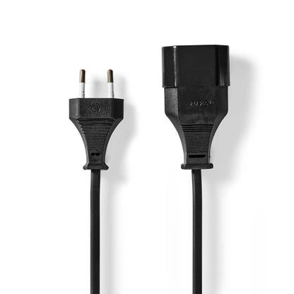 Nedis Power Cable | Euro Male | Euro Female | Straight | Straight | Nickel Plated | 2.00 m | Round | PVC | Black | Label