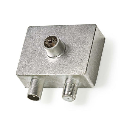 Nedis Satellite & Antenna Adapter | IEC (Coax) Female | F Female / IEC (Coax) Male | Nickel Plated | 75 Ohm | Straight | Metal | Metal / Silver | 1 pcs | Box