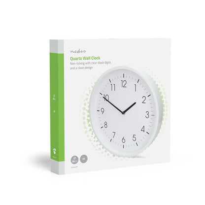 Nedis CLWA1426WT | Wall Clock | Diameter: 360 mm | ABS | Silent movement | White